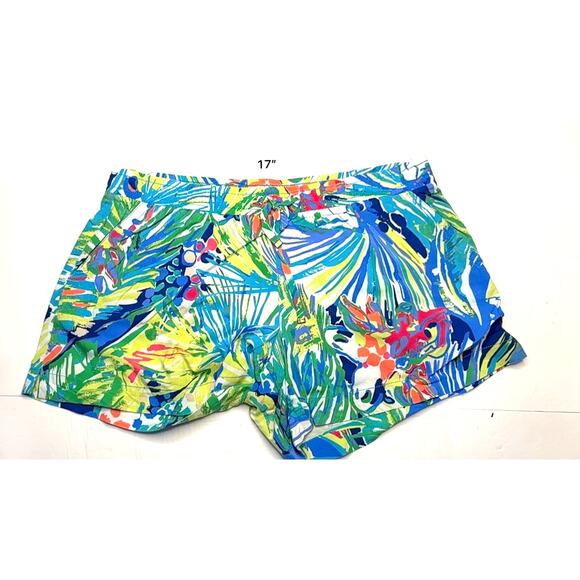 Lilly Pulitzer Bright Drawstring Katia‎ Green Blue Lounge Shorts LARGE Colorful - Picture 4 of 10